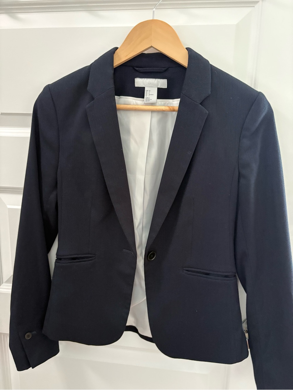 H&M Navy Single-Button Tailored Blazer